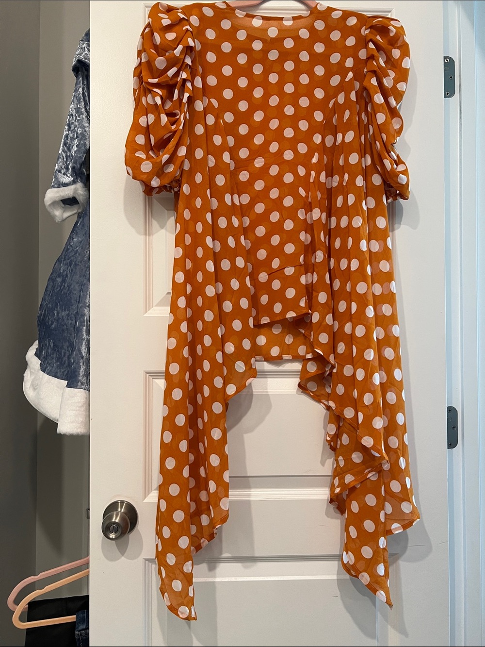 Mustard Colored Polka Dot Asymmetric Tunic Top